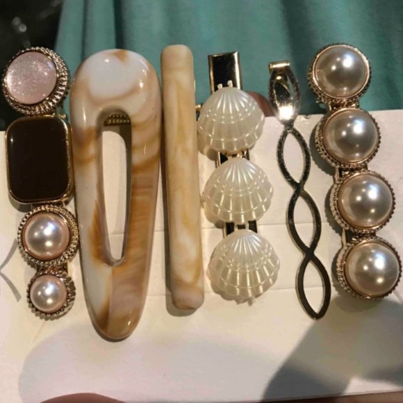🆕 Faux Pearl & Shell Decor Hair Clip Set of 6 - Picture 8 of 8